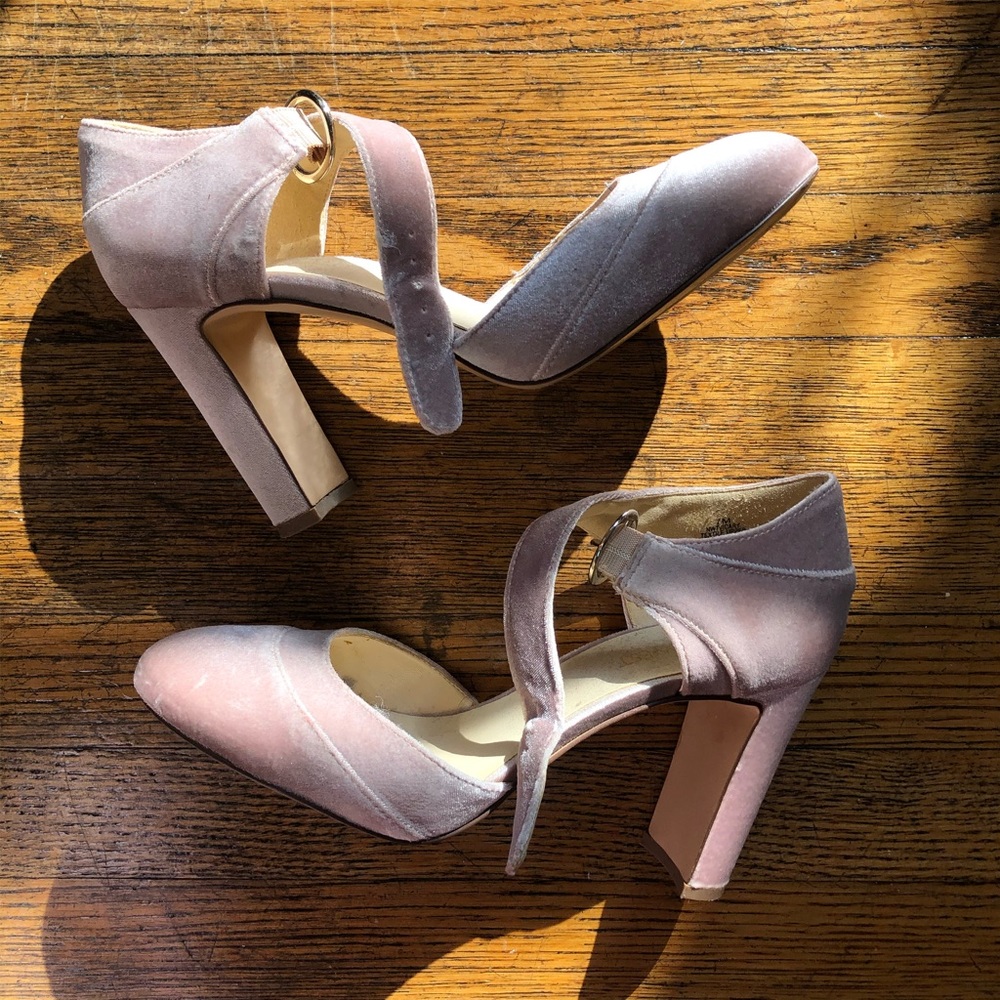 Pink velvet Mary Janes